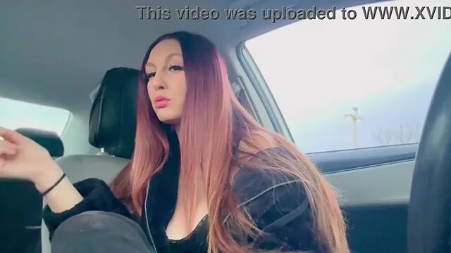 Italian MILF With Big Tits And Long Hair Smokes In The Car