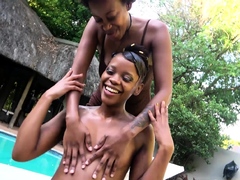 Ebony Lesbians Playing With Big Dildos