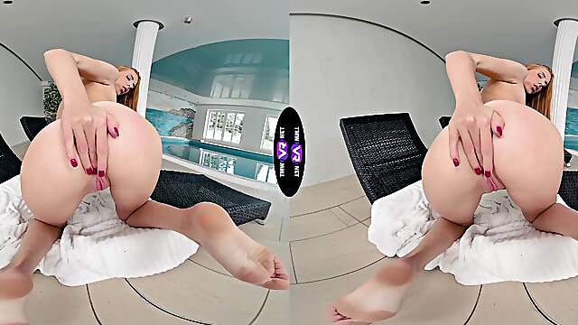 Redhead Beauty Holly Molly Enjoys Solo Play By The Pool In Hd