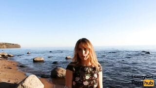 Outdoor Blowjob And Cum In Mouth!   Sweet Teen Doing Blowjob On The Beach.