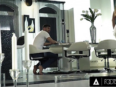 Blonde Seductress Uses Her Perfect Feet To Milk A Monster Cock