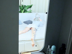 Fucked My Slim Inked Blonde Step Sis While She Was Playing On A Console & Jizzed Her Rhinestoned Face