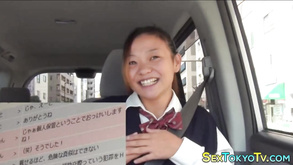Cute Asian Teen In The Car