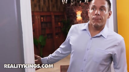 REALITY KINGS   Janitor Catches The Professor Fucking Student Lilly Bell & Joins Them For A 3some