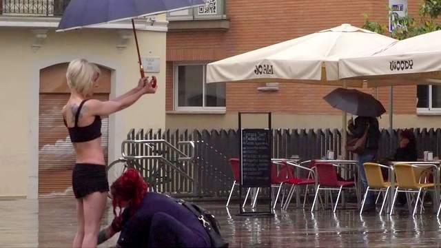 Kinky Silvia Rubi Humiliates Exposed Sub Nora Barcelona In Public