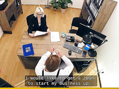 Naughty Loan Manager Enjoys Nailing This Slutty Cutie With Blonde Hair And Glasses In Her Sweet Asshole