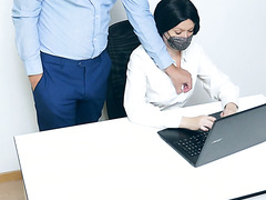 Mature Office Lady Indulges In Footjob, Titjob And Doggystyle In The Office.