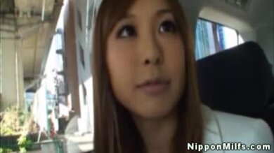 Pretty Nippon Chick Touches Herself In The Car