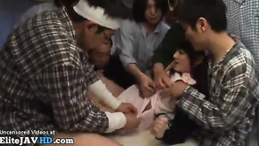 Japanese Tiny Nurse Creamed By Hottie Guys