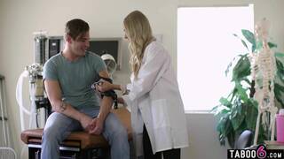Hot Blonde Doctor Emma Hix Finds A Patient Jerking Off In Her Office