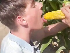 Pornstar Sucks A Big Husk Of Corn Like A Huge Hard Cock