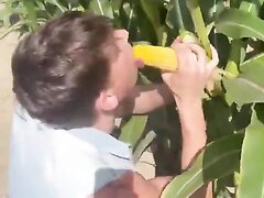 Pornstar Sucks A Big Husk Of Corn Like A Huge Hard Cock