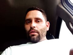 Uncut Bearded Dad Jerks Off His Cock In The Car