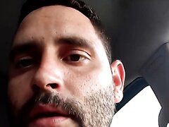 Uncut Bearded Dad Jerks Off His Cock In The Car