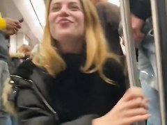 Blowjob On Busy Public Train In Front Of Strangers