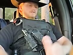 Sheriff Jerking Big Cock & Cumming Inside Patrol Car