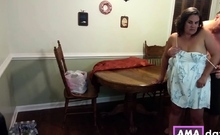 Hot Milf In A Sundress Has Sex And Gets Creampied On The Tab