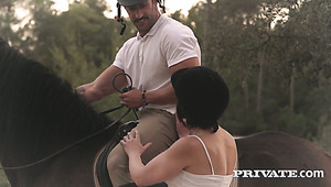 Sultry Cock Loving Brunette Babe Assfucked Outdoors On The Farm