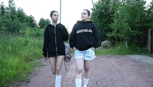 Slim Teens Were Laying Naked By The Lake And Lucky Guy Ended Up In Threesome