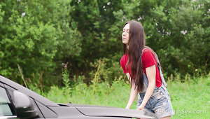 Sexy Russian Brunette Arwen Gold Is Properly Fucked By Biker Outdoors