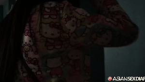 Petite Asian Cutie Gets A Load Of European Cum In Her Hairy Pussy After Exciting Sex On Camera