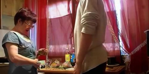 Russian Mature Mom Nyura With Her Son In The Kitchen