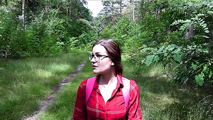 Nerdy German Hottie Fucks With A Stranger To Thank Him For Helping Her Find The Way In The Woods