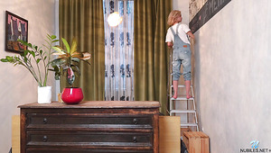 Auburn Skinny Chick Monica Gold Flashes Tits And Ass During Her Kinky Solo