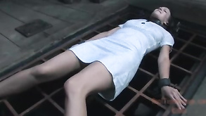 Slave Girl Tortured With Food Spreader Bar Bondage And Punished In Ankle Stocks