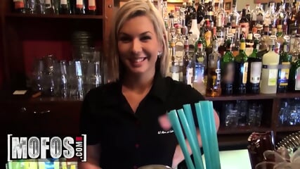 MOFOS   Barmaid Rihanna Samuel Gets A Pounding And A Messy Cumshot From A Customer Behind The Bar